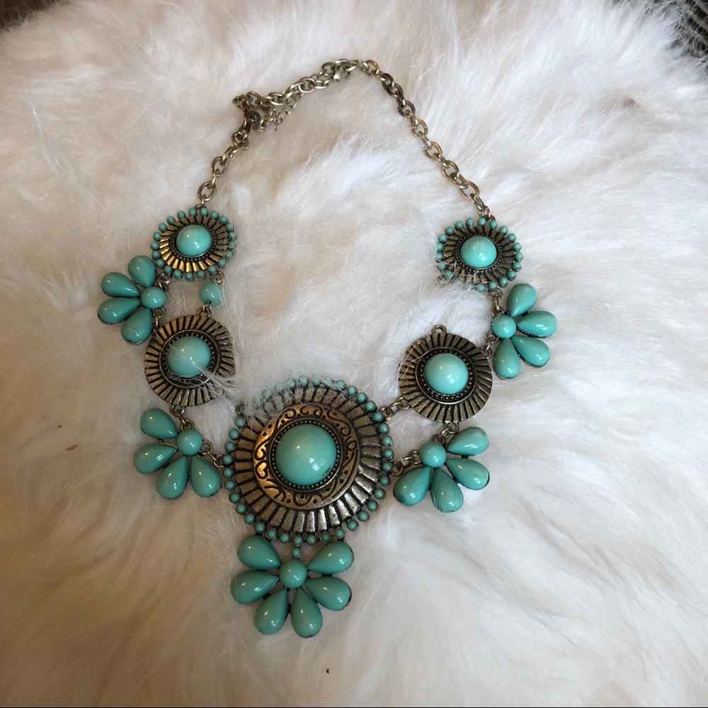Chunky Teal Statement Necklace